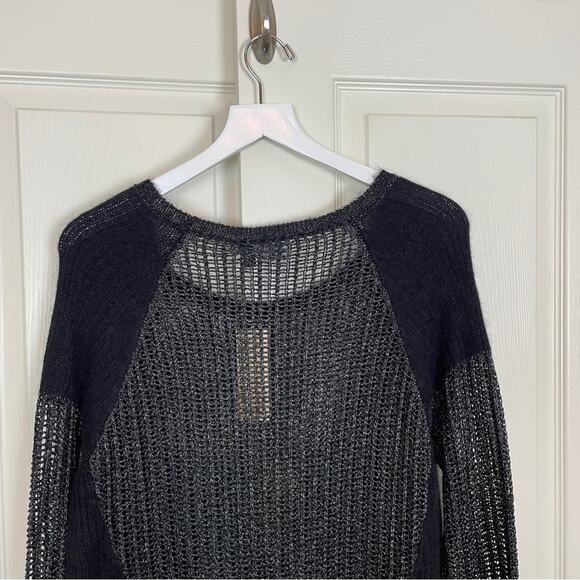 Eileen Fisher Black Metallic Open Knit Sweater Mohair Alpaca NWT - Picture 6 of 10